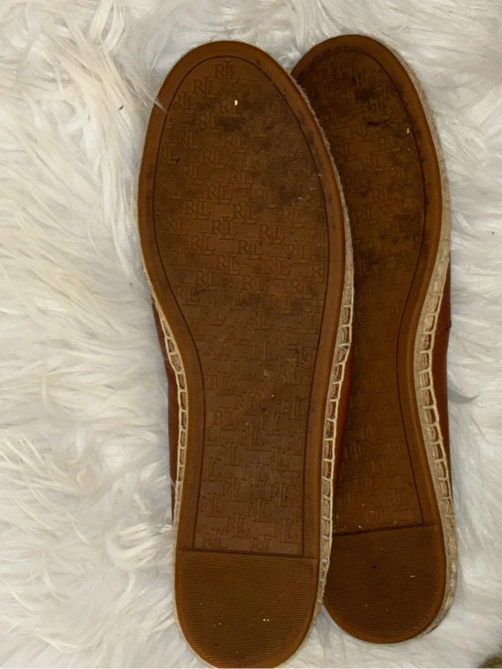 Lauren Ralph Lauren Cameryn espadrille flat in tan tumbled leather Sz 10